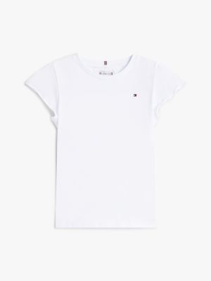 weiß slim fit t-shirt mit rüschen-ärmeln für mädchen - tommy hilfiger
