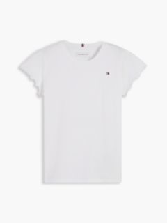 Essential Slim Ruffle Short Sleeve Top — White 8