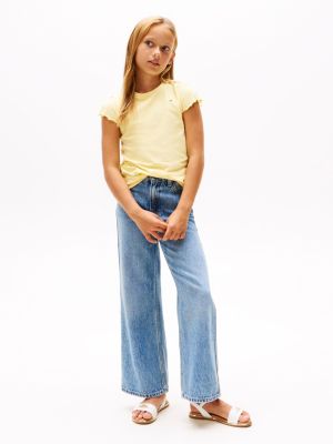 yellow ruffle sleeve slim t-shirt for girls tommy hilfiger