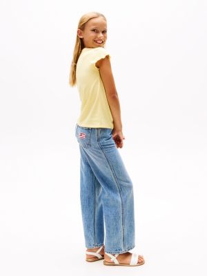 geel slim fit t-shirt met ruches voor meisjes - tommy hilfiger