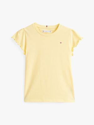 t-shirt ajusté manches à volants jaune pour filles tommy hilfiger