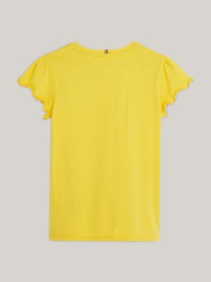 Sleeve Top | Ruffle Yellow Tommy Essential Hilfiger Slim Fit |