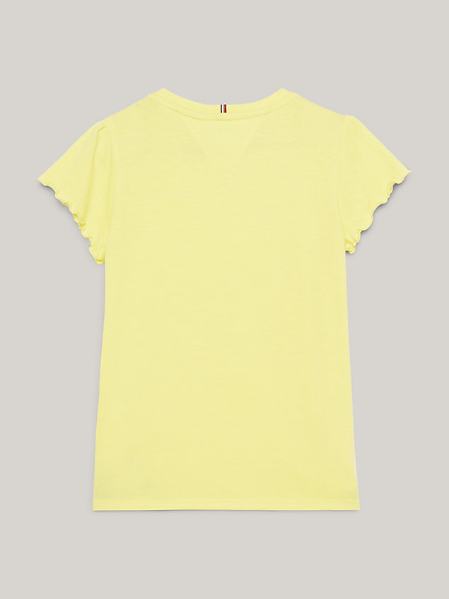 yellow essential slim fit t-shirt mit rüschenärmeln für maedchen - tommy hilfiger