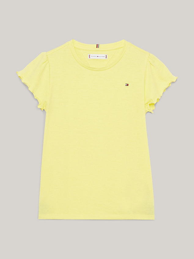 yellow essential slim fit t-shirt mit rüschenärmeln für maedchen - tommy hilfiger