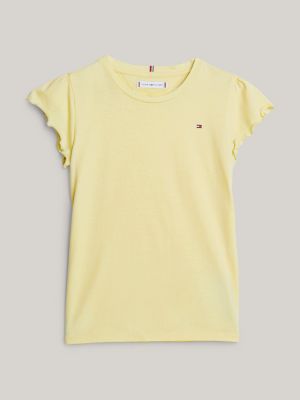 yellow ruffle sleeve slim t-shirt for girls tommy hilfiger