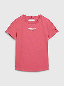 rot t-shirt mit rundhalsausschnitt und logo für maedchen - tommy hilfiger
