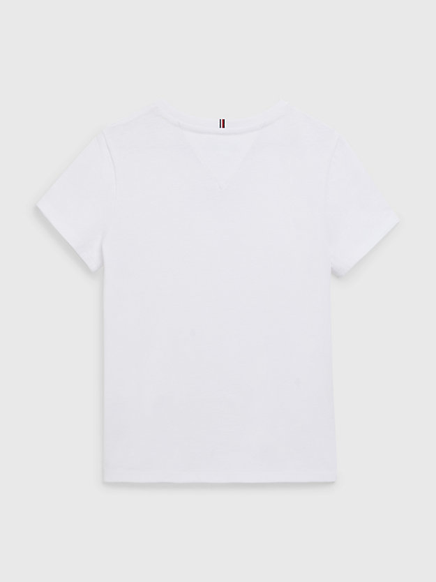 WHITE Logo Crew Neck T-Shirt for girls TOMMY HILFIGER