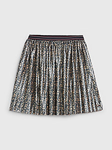 gold metallic monogram fit and flare skirt for girls tommy hilfiger