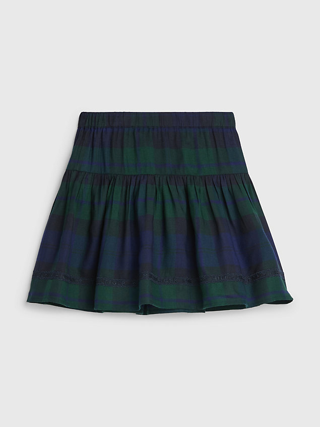green black watch tartan flared skirt for girls tommy hilfiger