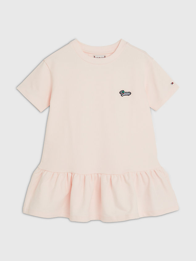 pink t-shirtjurk met cherry-logo voor meisjes - tommy hilfiger