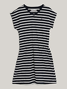 blue breton stripe t-shirt dress for girls tommy hilfiger