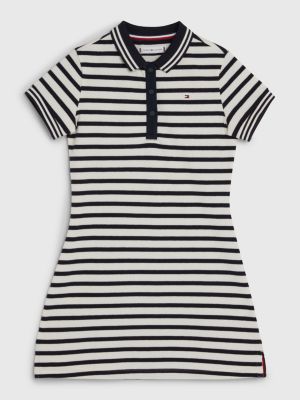 blauw essential polojurk met gepunte details voor meisjes - tommy hilfiger