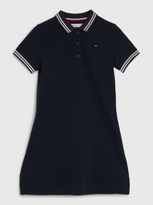 blauw essential polojurk met gepunte details voor meisjes - tommy hilfiger