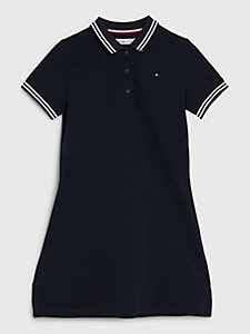 blue essential tipped detail polo dress for girls tommy hilfiger