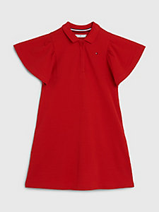 robe polo essential en jacquard rouge pour filles tommy hilfiger