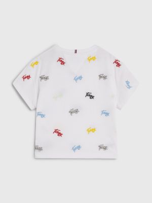 All Over Signature Logo T Shirt WHITE Tommy Hilfiger