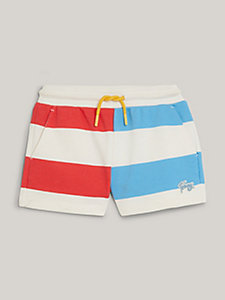 white colour-blocked stripe shorts for girls tommy hilfiger