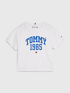 weiß varsity-t-shirt mit logo für maedchen - tommy hilfiger