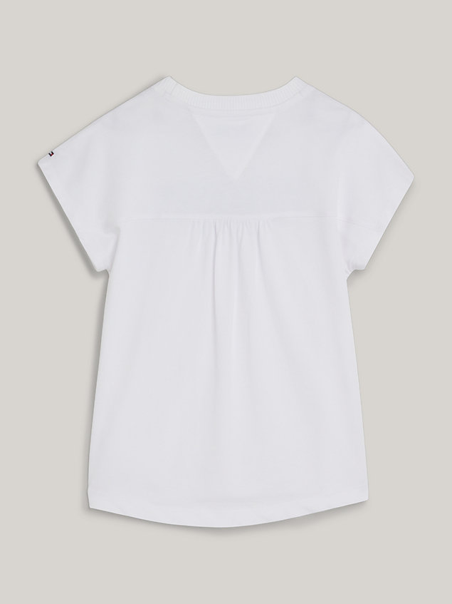 white t-shirt met gestreept maritiem logo voor meisjes - tommy hilfiger