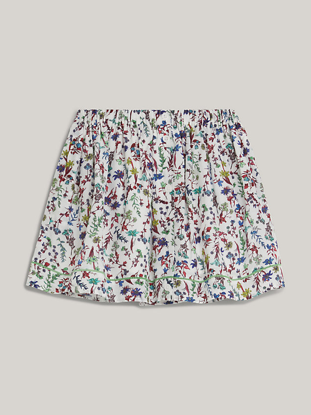 white coastal floral print fit and flare skirt for girls tommy hilfiger