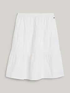 biały spódnica z haftem angielskim th monogram dla girls - tommy hilfiger