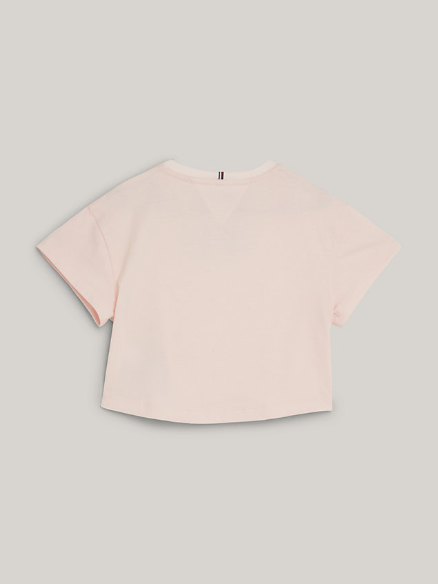 pink vintage jersey logo t-shirt for girls tommy hilfiger