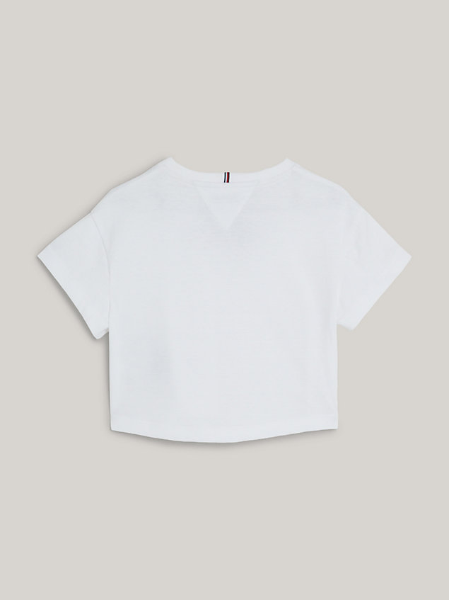 white vintage jersey t-shirt met logo voor meisjes - tommy hilfiger