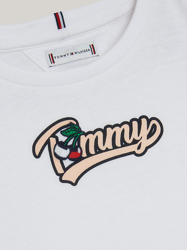 white vintage jersey logo t-shirt for girls tommy hilfiger