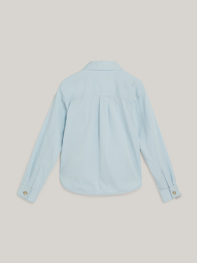 blue essential overshirt met ton-sur-ton logo voor meisjes - tommy hilfiger