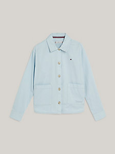 blue essential tonal logo embroidery overshirt for girls tommy hilfiger