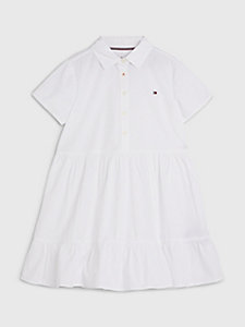 white essential tiered short sleeve shirt dress for girls tommy hilfiger