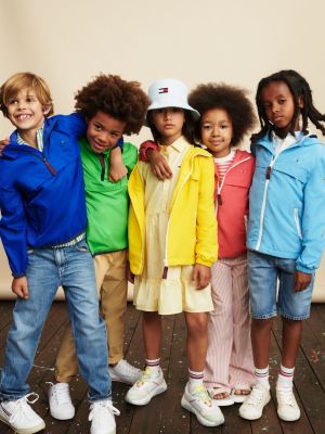 gelb essential kurzarm-hemdkleid mit stufenrock für maedchen - tommy hilfiger