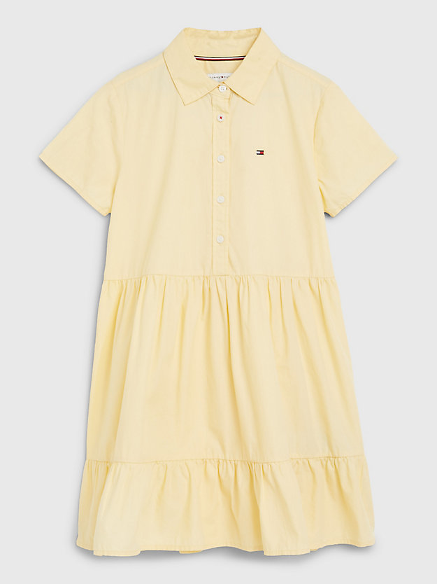 gelb essential kurzarm-hemdkleid mit stufenrock für maedchen - tommy hilfiger