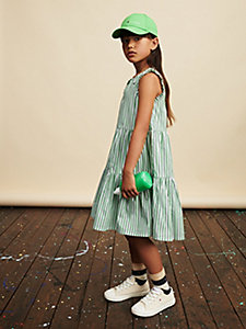 green stripe ruffle tiered dress for girls tommy hilfiger