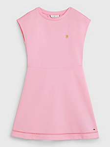 pink punto di roma fit and flare dress for girls tommy hilfiger