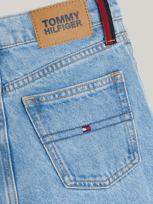 denim global stripe faded jeans met wijde fit voor meisjes - tommy hilfiger
