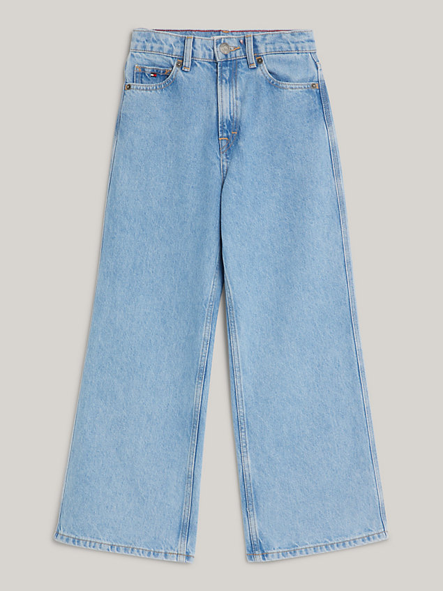 denim global stripe wide leg faded jeans for girls tommy hilfiger