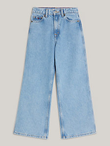 denim global stripe wide leg faded jeans for girls tommy hilfiger