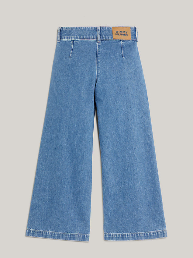 denim wide leg pleated jeans for girls tommy hilfiger