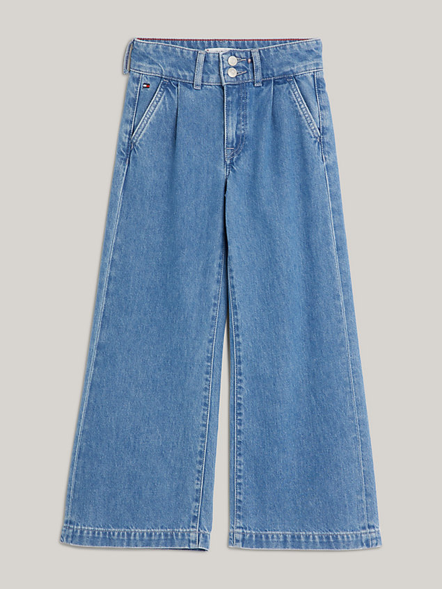 denim wide leg pleated jeans for girls tommy hilfiger
