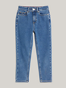 denim essential tapered jeans mit hohem bund für maedchen - tommy hilfiger