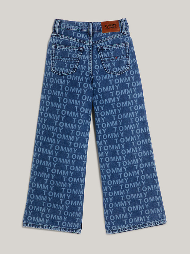 jeans larghi con logo laserato all over denim da bambina tommy hilfiger