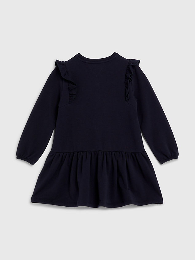 blue ruffled fit and flare dress for girls tommy hilfiger