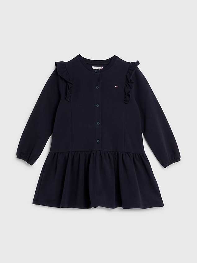 blue ruffled fit and flare dress for girls tommy hilfiger