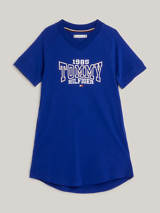 abito t-shirt varsity 1985 collection blue da bambina tommy hilfiger