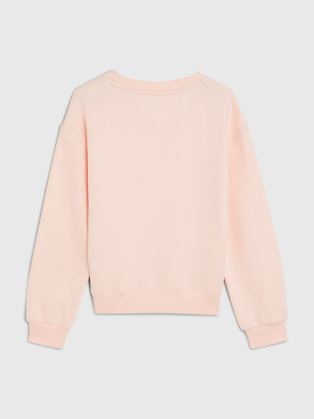 pink th established flag embroidery sweatshirt for girls tommy hilfiger