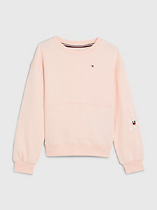 różowy dzianinowa bluza essential z logo dla dziewczynki - tommy hilfiger