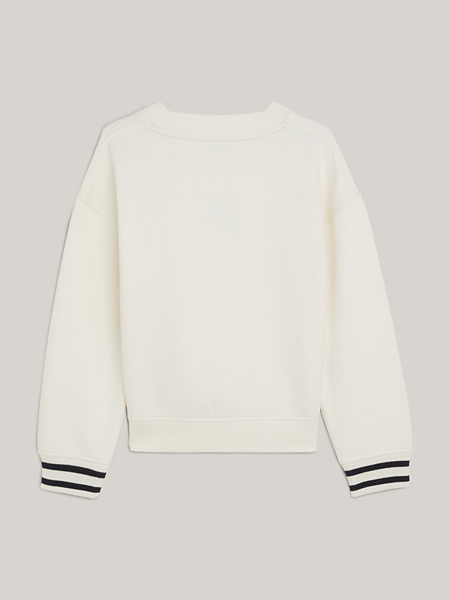 white th monogram satin appliqué sweatshirt for girls tommy hilfiger