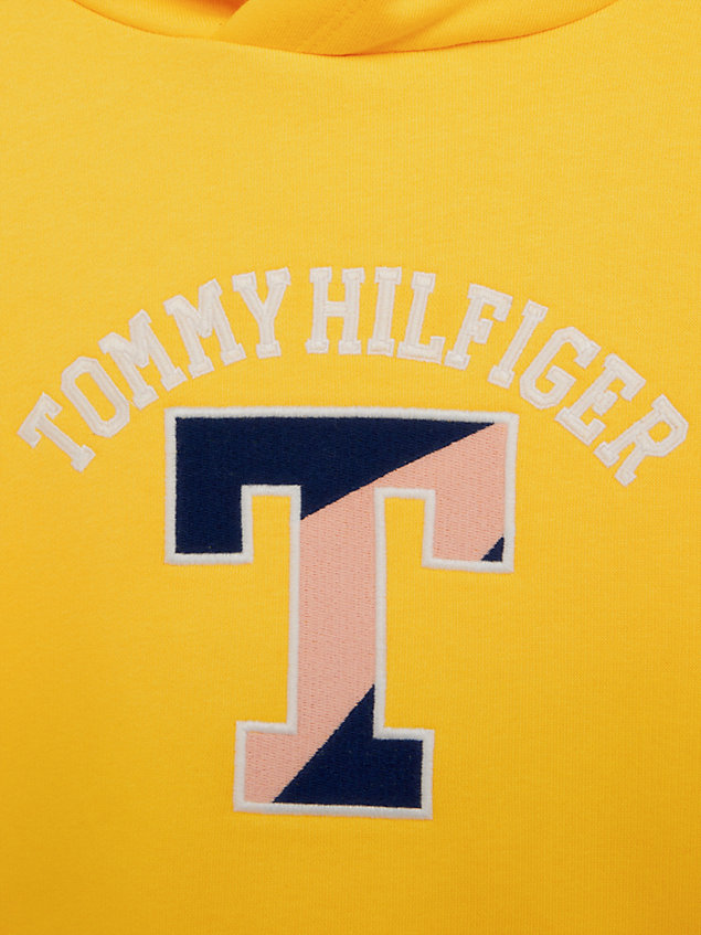 yellow varsity logo hoody for girls tommy hilfiger
