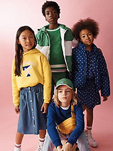 żółty bluza z kapturem w stylu varsity z logo dla dziewczynki - tommy hilfiger